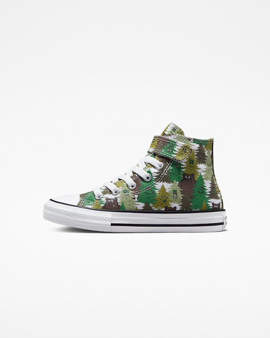 Chlapecké Boty Vysoké Converse Chuck Taylor All Star Easy-On Forest Camo Bílé Zelene | CZ BMYH83